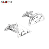 Silver Ruler Shape Cufflinks for Men Suit Shirt Jewelry
