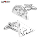 Silver Ruler Shape Cufflinks for Men Suit Shirt Jewelry