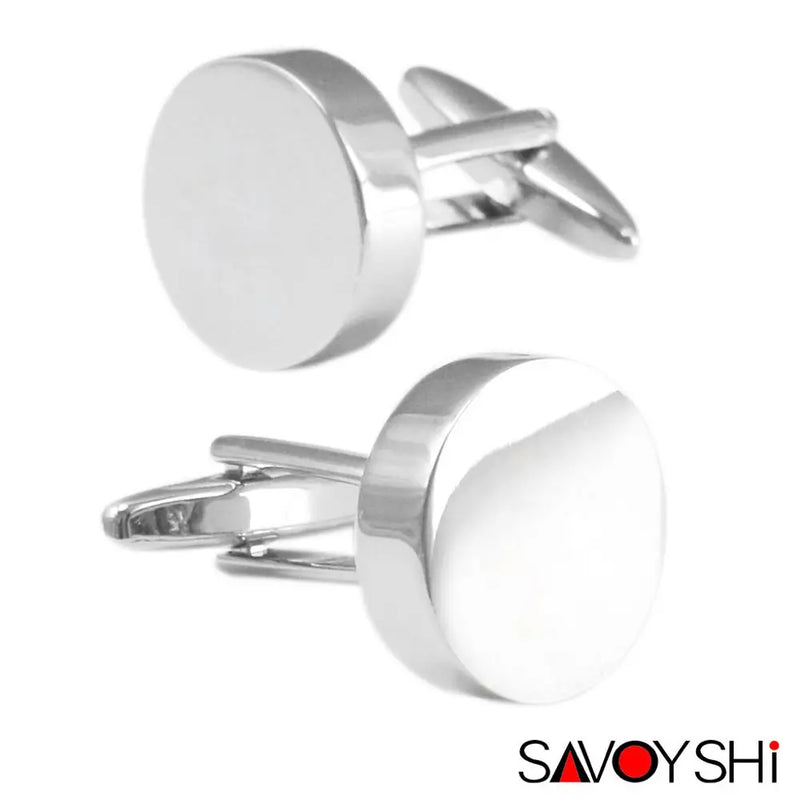 Logo Cufflinks for Men's Shirt - Blank Silver Cuff Links