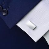 Square Silver Cufflinks for Men - Engraving Logo, Special Gift