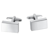 Square Silver Cufflinks for Men - Engraving Logo, Special Gift