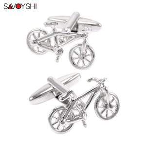 Personalized Bicycle Cufflinks for Men Silver Engraved Name Design