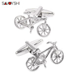 Personalized Bicycle Cufflinks for Men Silver Engraved Name Design