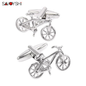 Personalized Bicycle Cufflinks for Men Silver Engraved Name Design