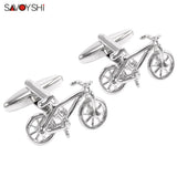 Personalized Bicycle Cufflinks for Men Silver Engraved Name Design