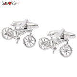 Personalized Bicycle Cufflinks for Men Silver Engraved Name Design