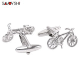 Personalized Bicycle Cufflinks for Men Silver Engraved Name Design