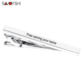 Engraved Silver Cufflinks and Tie Clip Set for Men