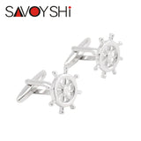 French Silver Rudder Cufflinks for Men