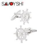 French Silver Rudder Cufflinks for Men