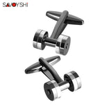 Funny Dumbbel Cufflinks for Mens Silver Gun Shirt Cuff