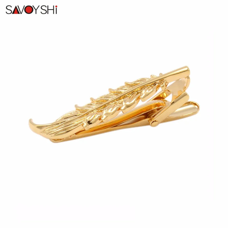 Gold Feather Tie Clips Gentleman Necktie High Novelty Wedding Jewelry