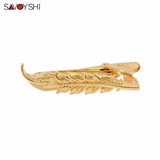 Gold Feather Tie Clips Gentleman Necktie High Novelty Wedding Jewelry