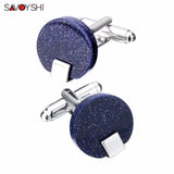 Round Star Stone Cufflinks for Mens Shirt - Men Jewelry