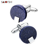 Round Star Stone Cufflinks for Mens Shirt - Men Jewelry