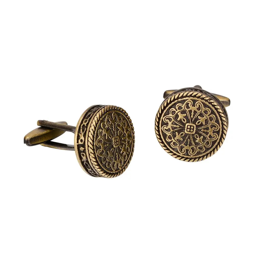 Bronze Vintage Pattern Cufflinks for Men with Engraved Name