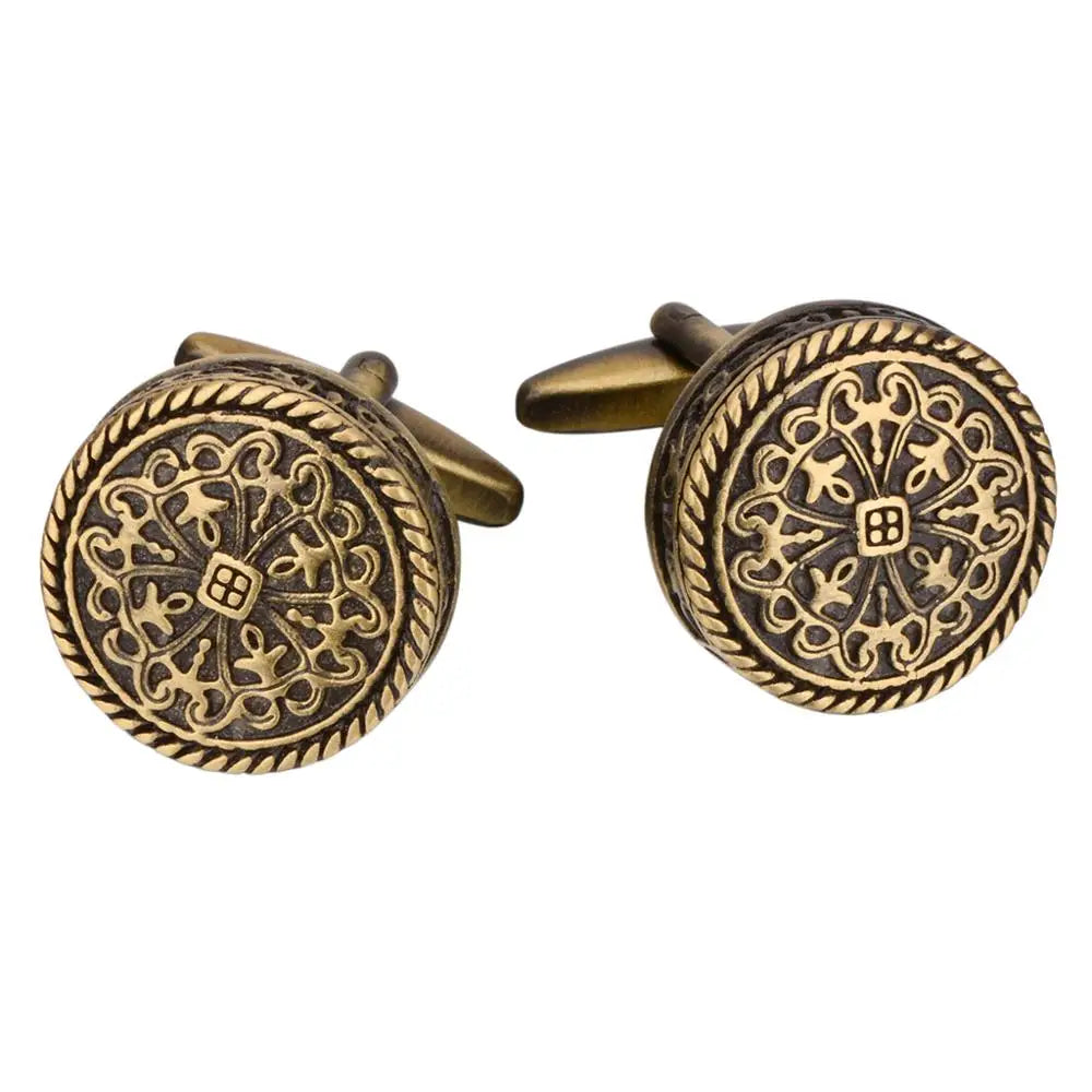 Bronze Vintage Pattern Cufflinks for Men with Engraved Name