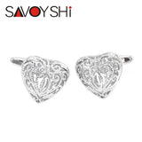 Silver Hollow Heart Pattern Cufflinks for French Shirt