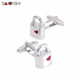 Red Hearts Enamel Lock Cufflinks for Men's Shirt Cuff
