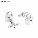 Red Hearts Enamel Lock Cufflinks for Men's Shirt Cuff