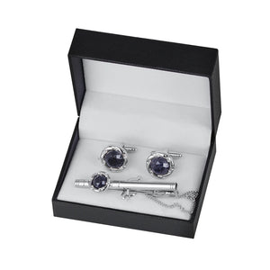 Starry Sky Stone Crystals Tie Clip&Cufflinks Set for Men