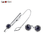 Starry Sky Stone Crystals Tie Clip&Cufflinks Set for Men