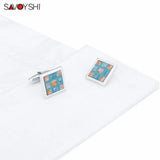 Colored Shells Grid Cufflinks for Mens Shirt Cuff Button