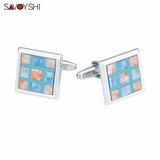 Colored Shells Grid Cufflinks for Mens Shirt Cuff Button