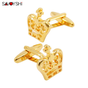 Crown Cufflinks for Men French Shirt Cuffs Plated Metal Cuff links