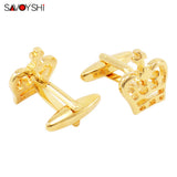 Crown Cufflinks for Men French Shirt Cuffs Plated Metal Cuff links