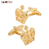 Crown Cufflinks for Mens Shirt Cuff Gold-color Jewelry
