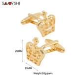 Crown Cufflinks for Mens Shirt Cuff Gold-color Jewelry