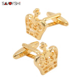 Crown Cufflinks for Mens Shirt Cuff Gold-color Jewelry