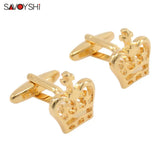 Crown Cufflinks for Mens Shirt Cuff Gold-color Jewelry