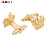 Crown Cufflinks for Mens Shirt Cuff Gold-color Jewelry