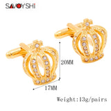 Crystal Crown Cufflinks for Mens Gift Shirt Cuff button High Cuff links
