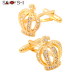 Crystal Crown Cufflinks for Mens Gift Shirt Cuff button High Cuff links