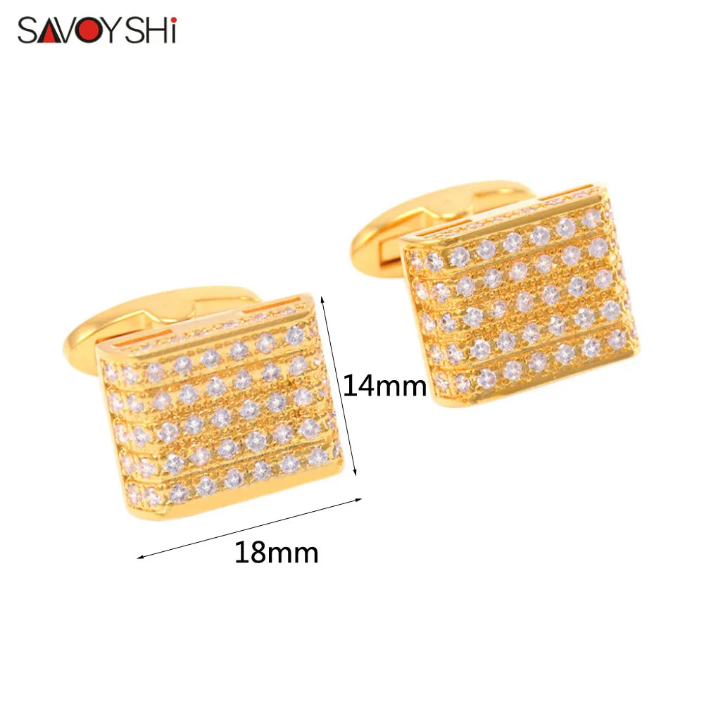 Crystal Cufflinks For Men Shirt Cuff Buttons Square Wedding Gift