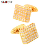 Crystal Cufflinks For Men Shirt Cuff Buttons Square Wedding Gift