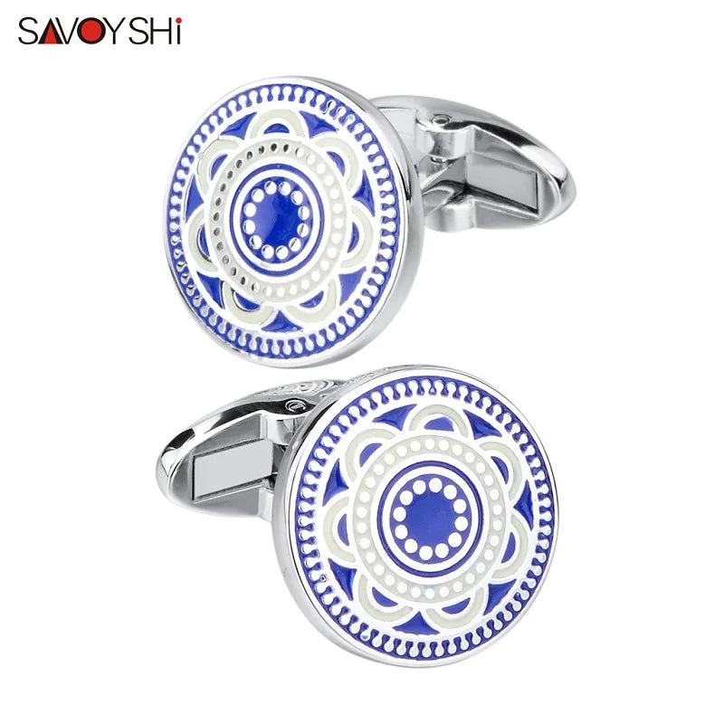 Enamel Flower Wedding Cufflinks for Men