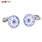 Enamel Flower Wedding Cufflinks for Men