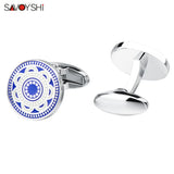 Enamel Flower Wedding Cufflinks for Men