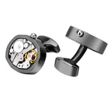Watch Movement Cufflinks Mens Shirt Buttons Functional Mechanism Jewelry