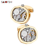 Watch Movement Cufflinks Mens Shirt Buttons Functional Mechanism Jewelry