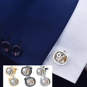 Watch Movement Cufflinks Mens Shirt Buttons Functional Mechanism Jewelry