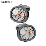 Watch Movement Cufflinks Mens Shirt Buttons Functional Mechanism Jewelry
