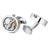 Watch Movement Cufflinks Mens Shirt Buttons Functional Mechanism Jewelry