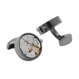 Mechanical Watch Movement Cufflinks Self Rotating Gear Gift