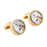Mechanical Watch Movement Cufflinks Self Rotating Gear Gift