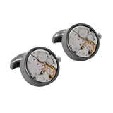 Mechanical Watch Movement Cufflinks Self Rotating Gear Gift